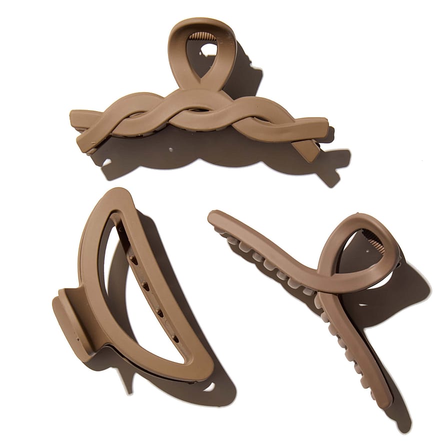 Hairlust Medium Elegant Claw Hair Clips 3 Pack Coffee